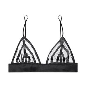 Kiki de Montparnasse Shadow Striped Silk Soft-Cup Triangle Bra Black Small